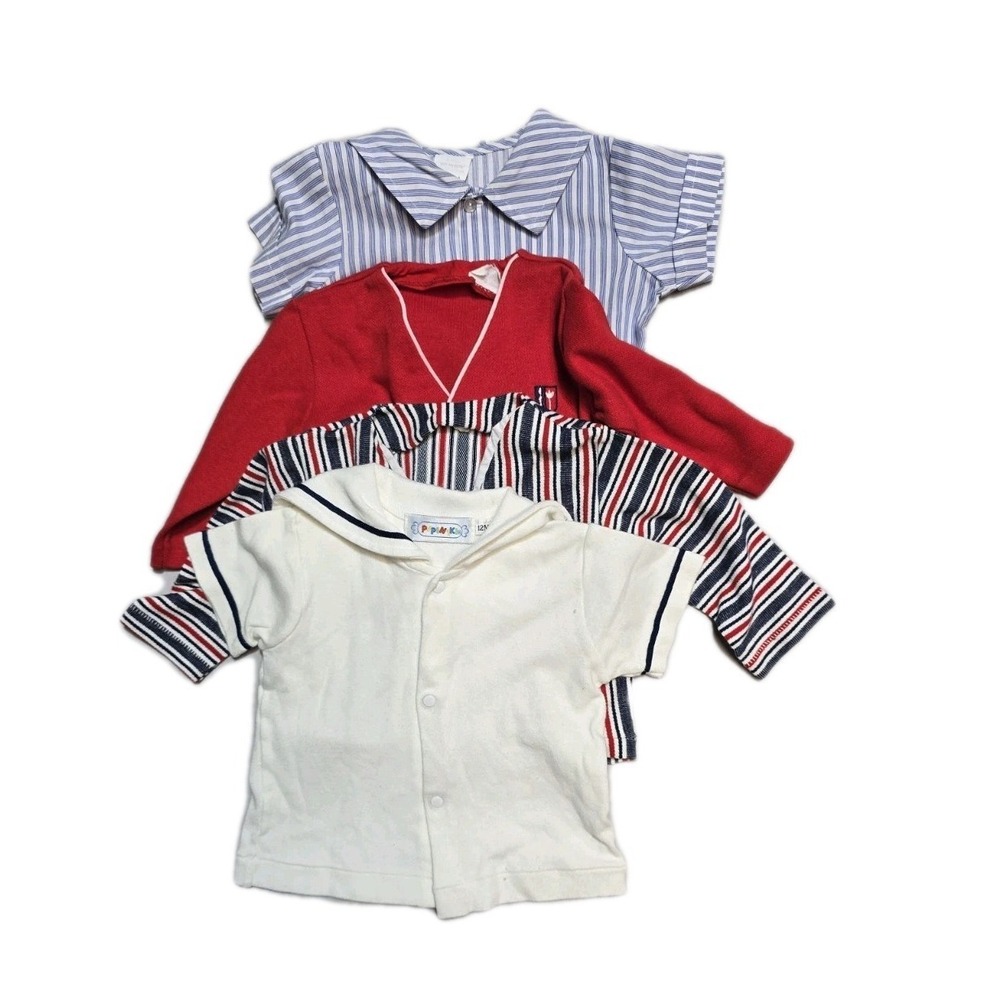 Vintage Boys Shirt Size 12 Mobths  Multicolor Lot Of 4